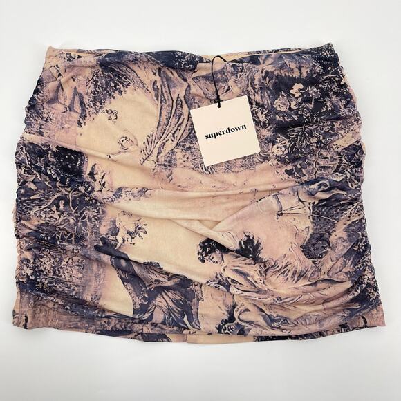 Superdown | Maeve Angel Toile Print Mesh Corset & Mini Skirt Set XS - Picture 10 of 15